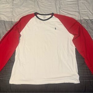 Polo by Ralph Lauren Men's Red and White Long Sleeve Tee